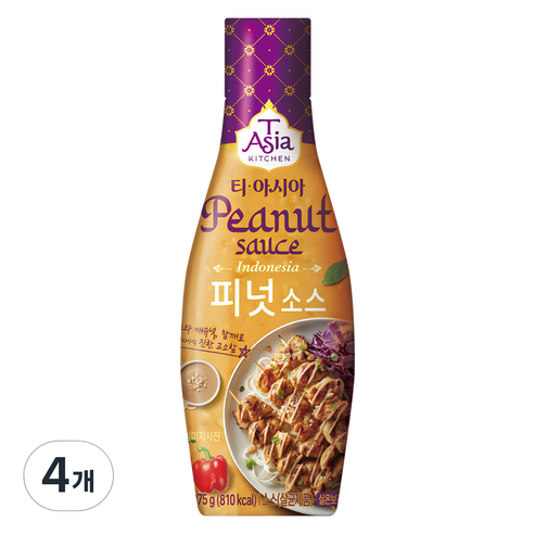 티아시아 피넛 소스, 275g, 4개