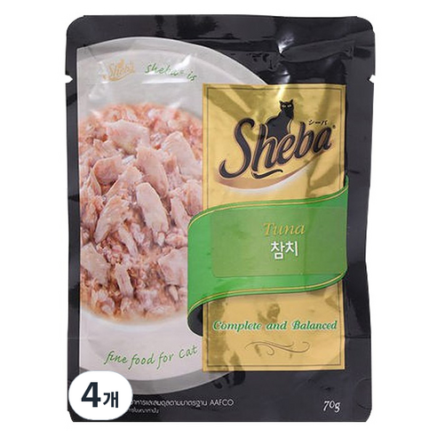 쉬바 고양이 주식 파우치, 참치, 70g, 4개
