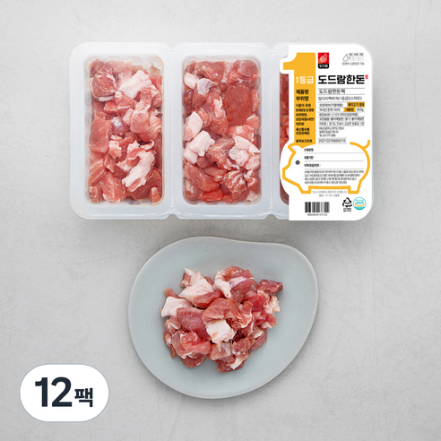 도드람한돈 돼지 앞다리 스마트팩 1등급 찌개용 (냉장), 200g, 12팩