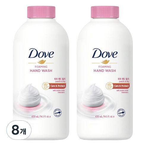 도브 포밍 핸드워시 피치 국문 리필, 430ml, 8개