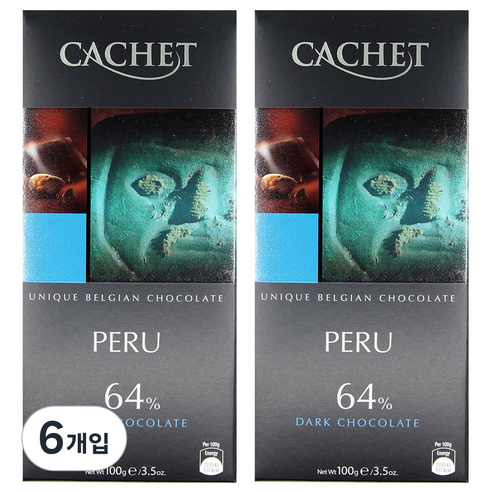 까쉐 페루 다크 초콜릿, 100g, 6개입