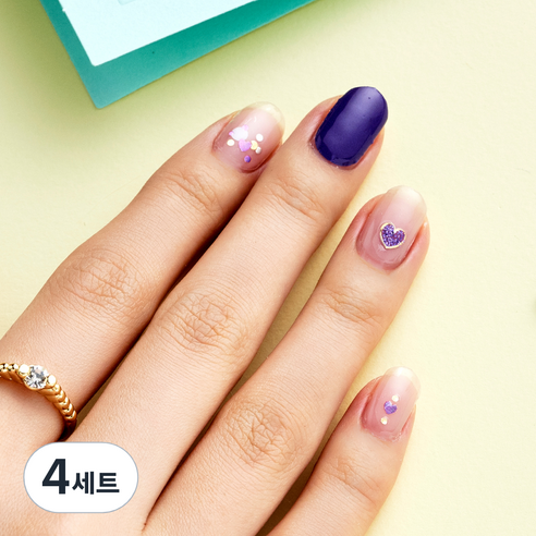넬로 팔레트 젤 네일 스티커, 퍼플글리터, 4세트