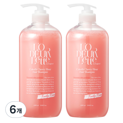 로더렛 컬러 핏 체리 플뢰르 헤어 샴푸 프루티 플로럴 향, 1000ml, 6개