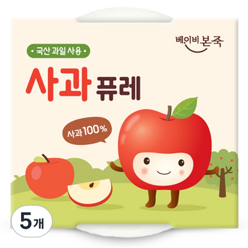베이비본죽 과일퓨레 2p, 5개, 200g, 사과
