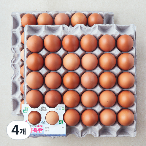 녹색계란 무항생제 인증 행복특란 3.6kg, 4개, 30구