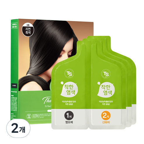 TS 더착한 염색 파우치형 120g, 3호 자연흑색, 2개
