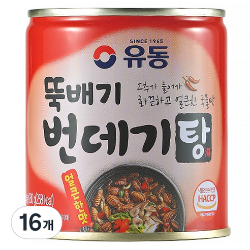 유동 뚝배기 번데기탕 얼큰한맛, 280g, 16개