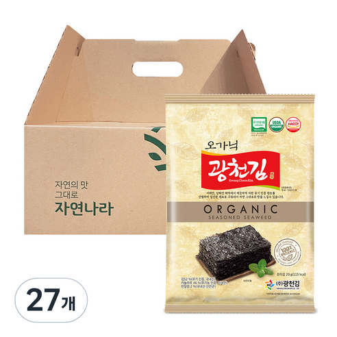 광천김 자연나라 오가닉 전장김 20g, 27개