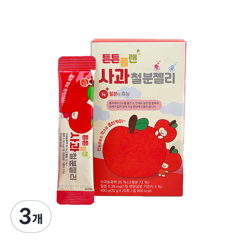 아람농장 튼튼플랜 사과맛 철분젤리 20p, 400g, 3개