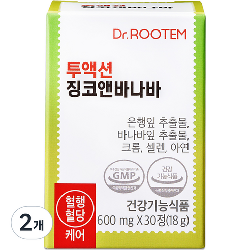닥터루템 투액션 징코앤바나바 18g, 30정, 2개, 30정