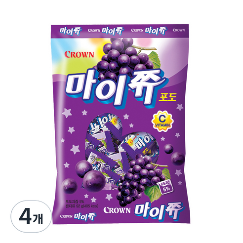 크라운 마이쮸 포도, 92g, 4개