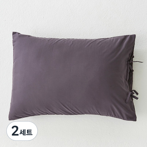 라뽐므 노르빅 호텔 베이직 베개솜 + 베개커버 리본형 세트, 퓨어화이트 + 차콜그레이, 2세트
