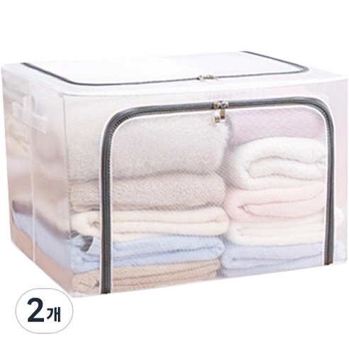 마벨인홈 통풍 잘되는 대용량 이불 수건 옷 정리함 80L, 그레이 80L, 2개