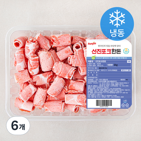 선진포크 한돈 대패 목심 (냉동), 1kg, 6개