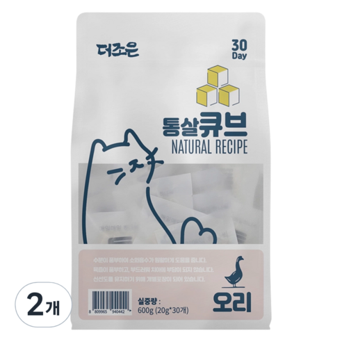 더조은 고양이 리얼 통살 큐브 간식 30p, 오리, 600g, 2개