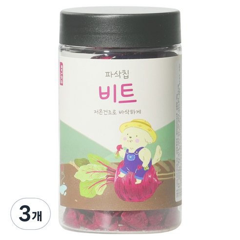 댕댕이연구소 강아지 디디랩 파삭칩 저온건조 과일 채소 간식, 3개, 50g, 비트