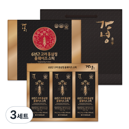 한국양봉 강녕 6년근 고려 홍삼정 올웨이즈 스틱 30p + 쇼핑백, 300g, 3세트