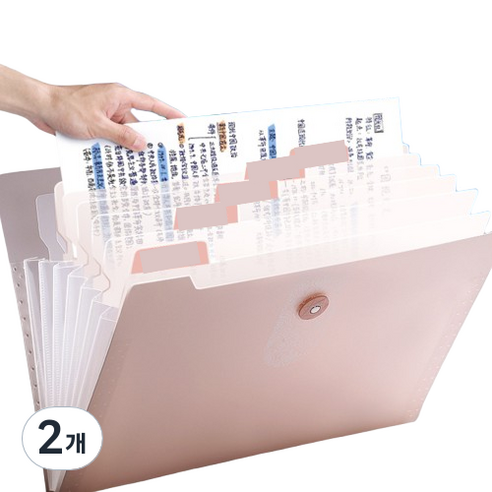 통근창고 A4서류 문서보관 파일 케이스 325 x 245 mm 8칸, 핑크, 2개