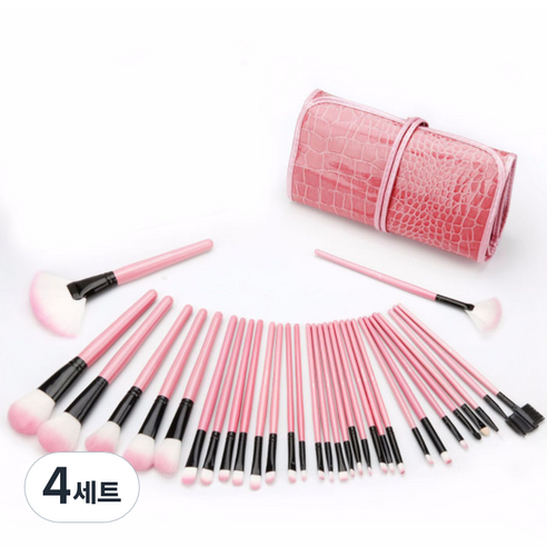 악어 파우치 브러쉬 32종 세트, 핑크, 4세트