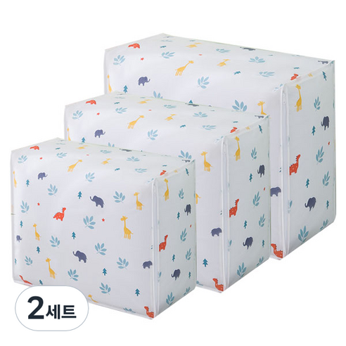 사과숲 다용도 리빙박스 이불 정리함 3종 세트 동물원, 2세트