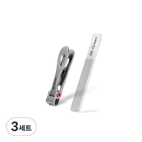 미스터그린 스텐 와이드 고급 손톱깎이S + 네일샤이너 MR1220, 혼합색상, 3세트