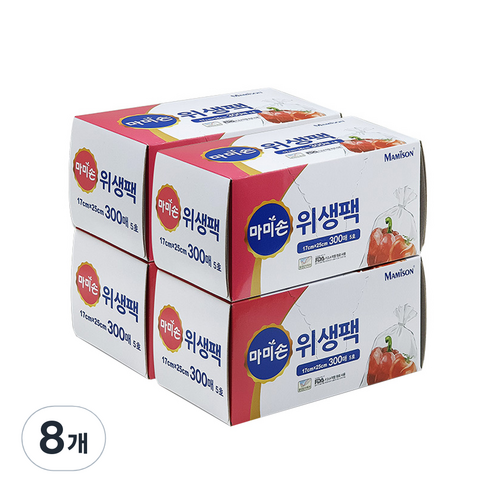 마미손 위생팩 5호 소 17 x 25 cm, 소(S), 300개, 8개