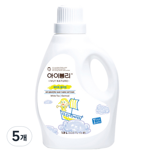 아이블리네이쳐 오트밀 성분 섬유유연제 화이트 블러썸향 본품, 1.8L, 5개