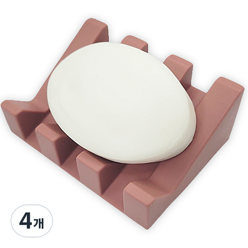 바코젤 논슬립 실리콘 비누받침, 핑크, 4개