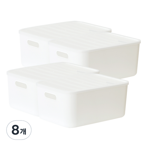 보노하우스 아이엠 리빙박스 수납정리함 M 15.8L, 화이트, 8개