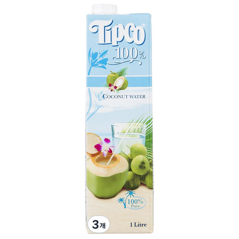 TIPCO 팁코주스 코코넛워터1L, 1L, 3개