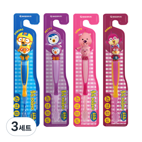 케이엠제약 뽀로로 어린이 칫솔, 뽀로로 + 패티 + 루피 + 해리, 4개입, 3세트