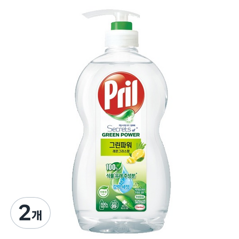 프릴 그린파워 레몬 그라스 주방세제, 750ml, 2개