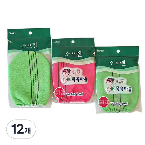 소프렌 벙어리 목욕장갑, 랜덤 발송, 12개, 1개입