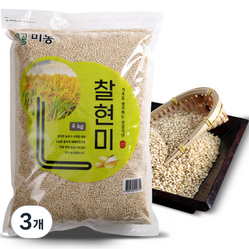 미농 국산 찰현미, 4kg, 3개