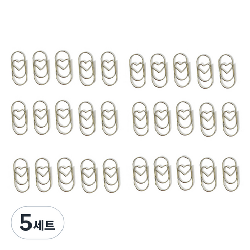 문구담 세련된 컬러 뚱클립 사랑 실버 30p, 5세트