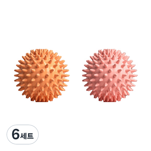 작지만 옹골찬 마사지 고슴도치 요가볼 2종 세트, 6세트, 오렌지 + 핑크