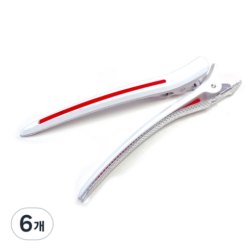 다카라 크리스탈 헤어클립 대 120mm, 6개, 화이트 + 레드