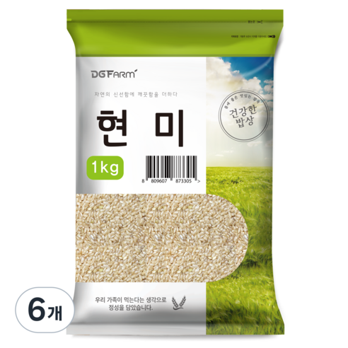 건강한밥상 2023년산 햇곡 국산 현미, 1kg, 6개