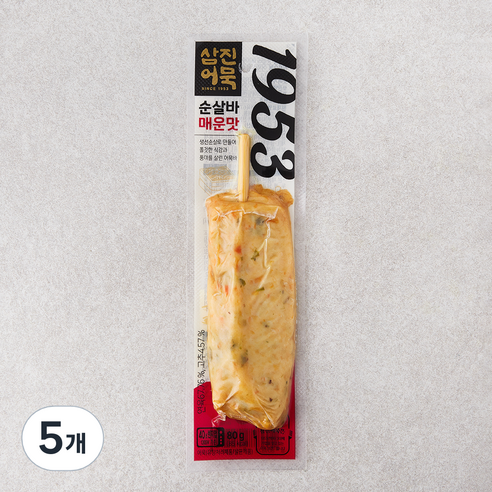 삼진어묵 순살바 매운맛, 80g, 5개