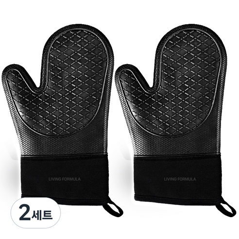 생활공식 2중 보호 실리콘 오븐장갑 2p 세트, 블랙, 2세트