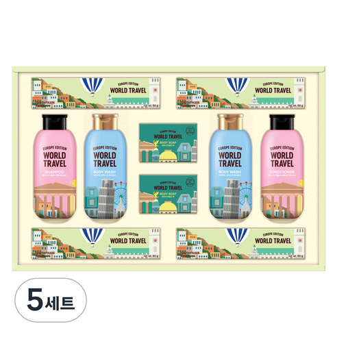 LG생활건강 유럽트레블뉴월드 T호 + 쇼핑백 선물세트, 5세트