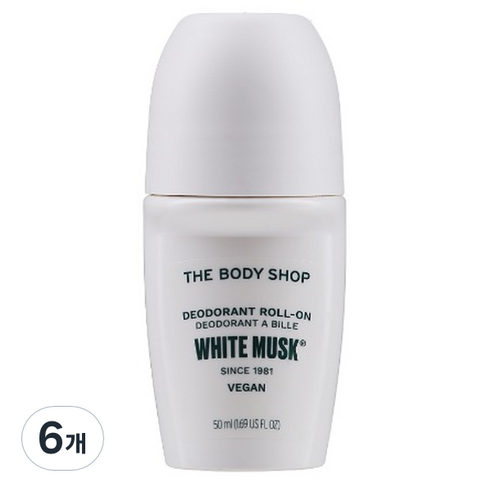 더바디샵 롤온 화이트머스크 데오드란트, 50ml, 6개