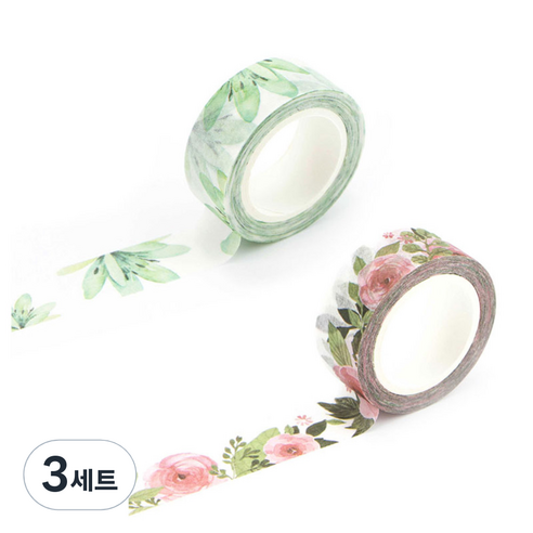 라이프포인트 내츄럴 일러스트 마스킹 테이프 11동백나무 세트, 11동백나무, 20관엽식물, 3세트