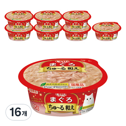 챠오츄르 이나바 고양이 범벅컵, 16개, 85g, 가다랑어