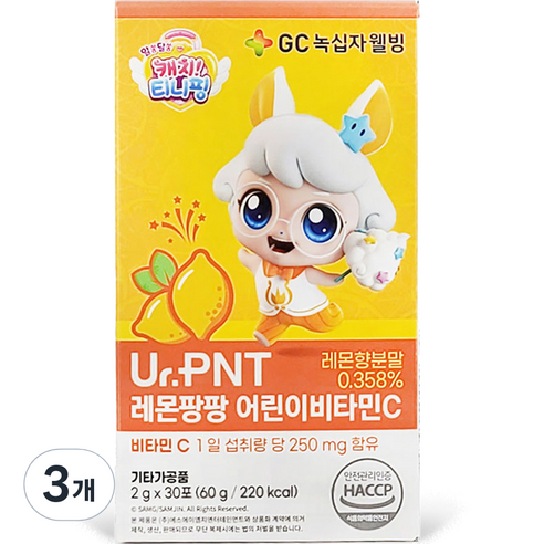 유어피엔티 캐치티니핑 레몬팡팡 어린이 비타민C 30p, 60g, 3개