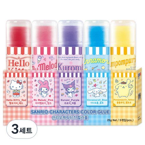 산리오 컬러풀 25g x 5종 세트, 3세트