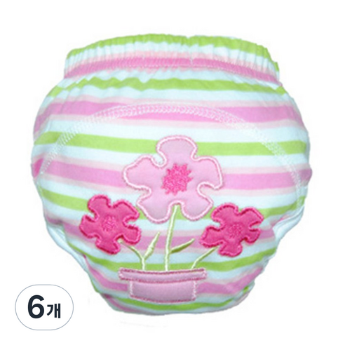 조이멀티 배변 훈련 팬티, 꽃I (연핑크), 6개