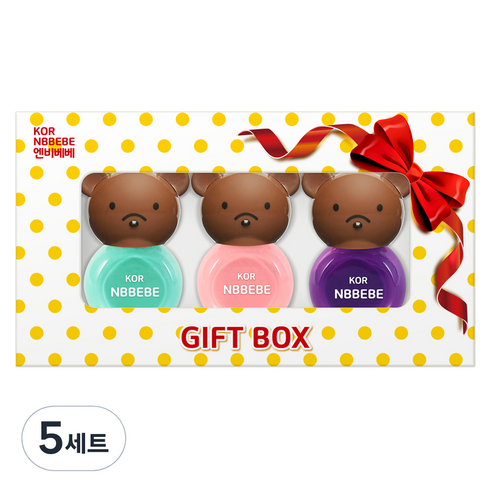 엔비베베 어린이 화장품 유아매니큐어 3종 네일 컬러 선물세트, 퍼니민트 + 크림핑크 + 비비드퍼플, 5개