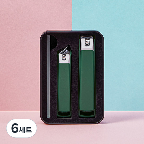 네일룸 컬러 손톱깎이 2종 + 네일샤이너 세트, 그린, 6세트