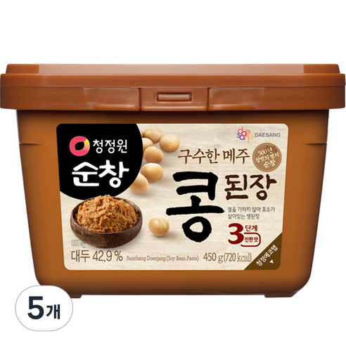 대상 청정원 메주 콩된장 사각, 450g, 5개